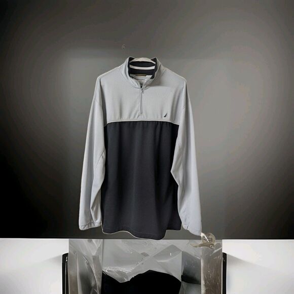 Nautica Quarter Zip Pullover  Men's Size Large Black & Gray - Picture 1 of 6